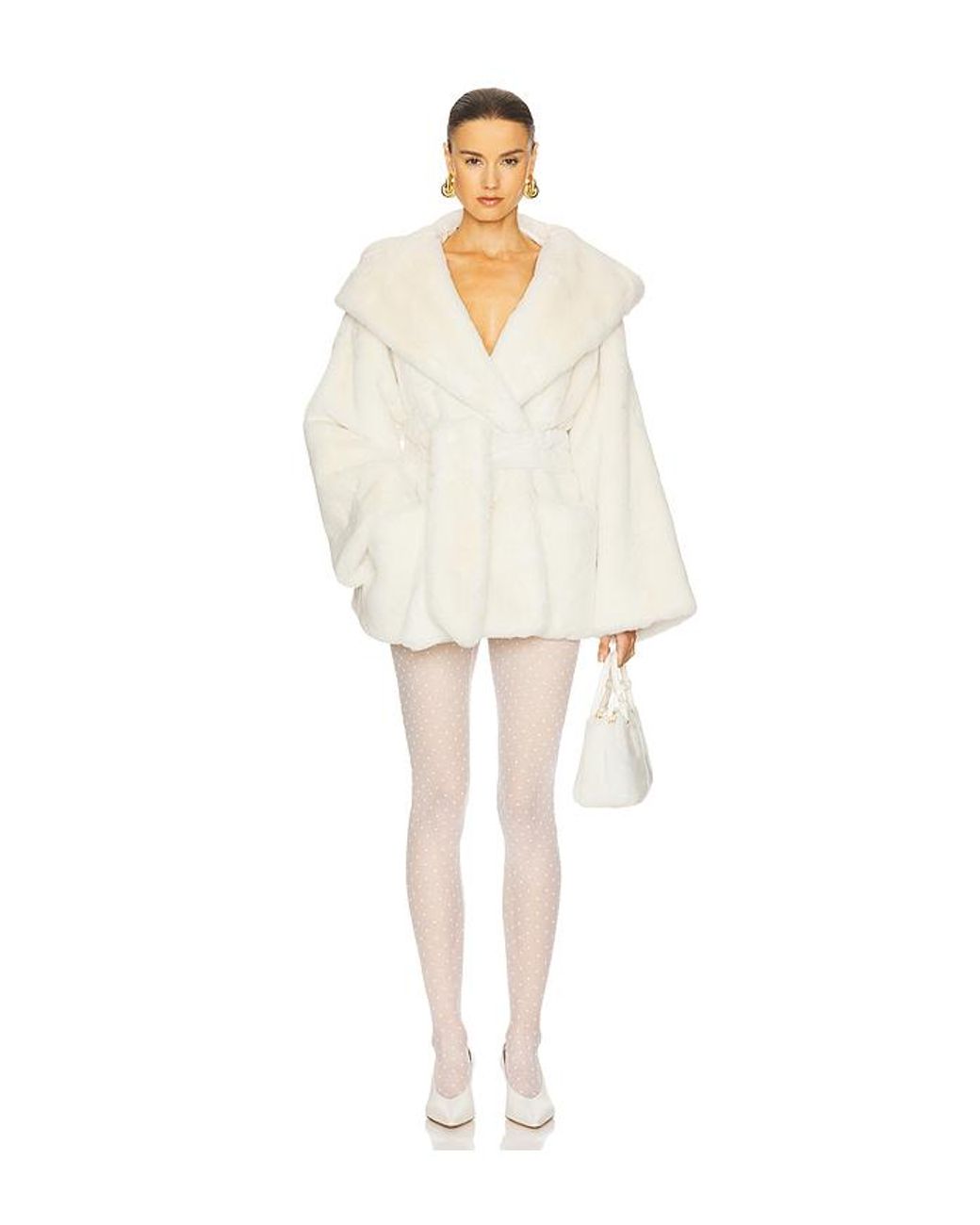 Helsa White The Hooded Faux Fur Coat