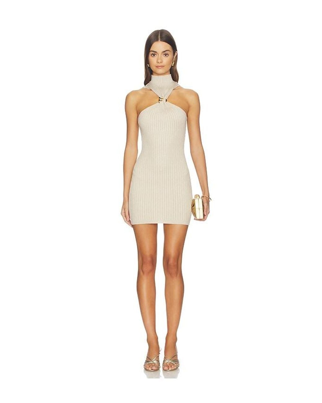 superdown White Charlie Knot Front Knit Dress
