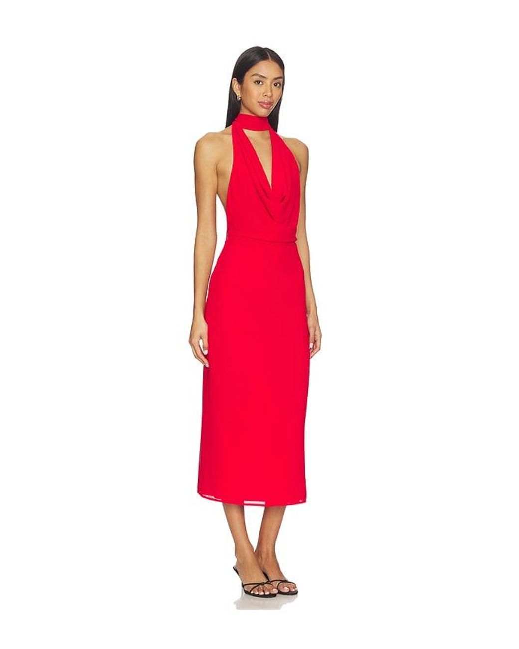 MORE TO COME Red Ria Halter Midi Dress