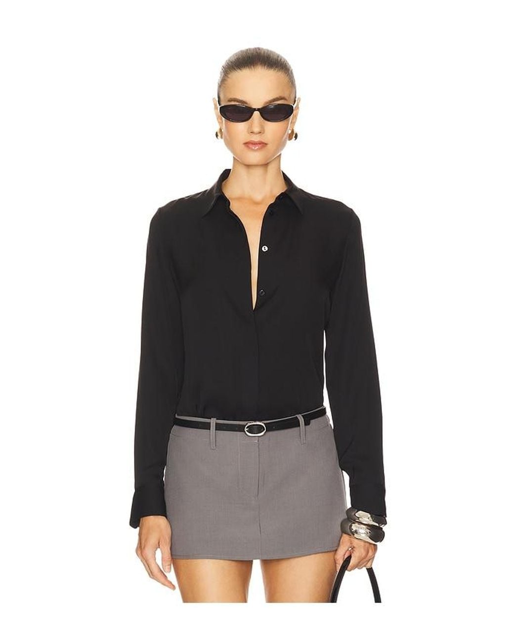 Theory Black Tailliertes Hemd