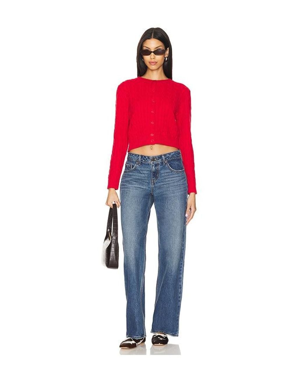 Frankie's Bikinis Red Dudley Cable Knit Cardigan