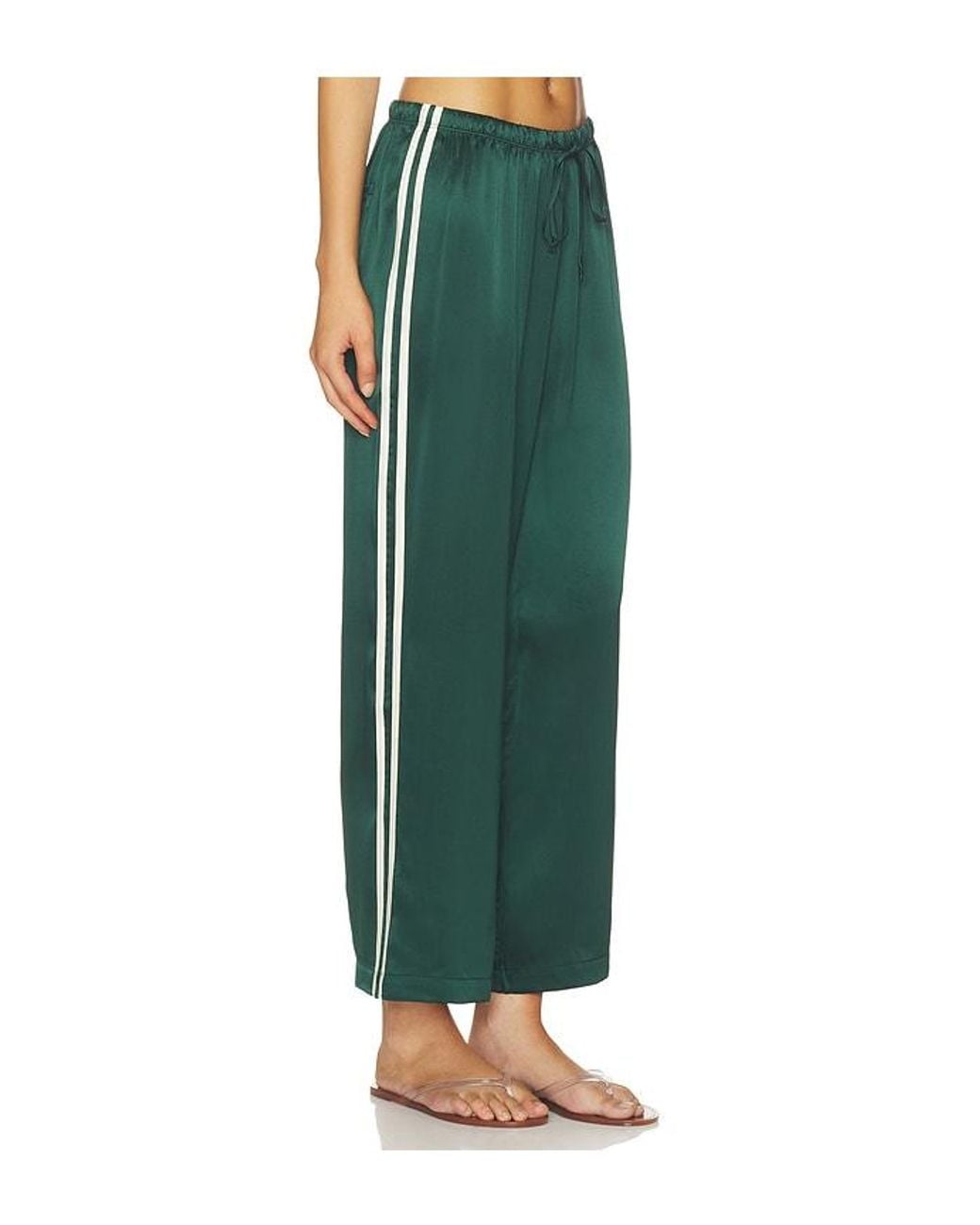 DONNI. Green The Silk Stripe Crop Pant