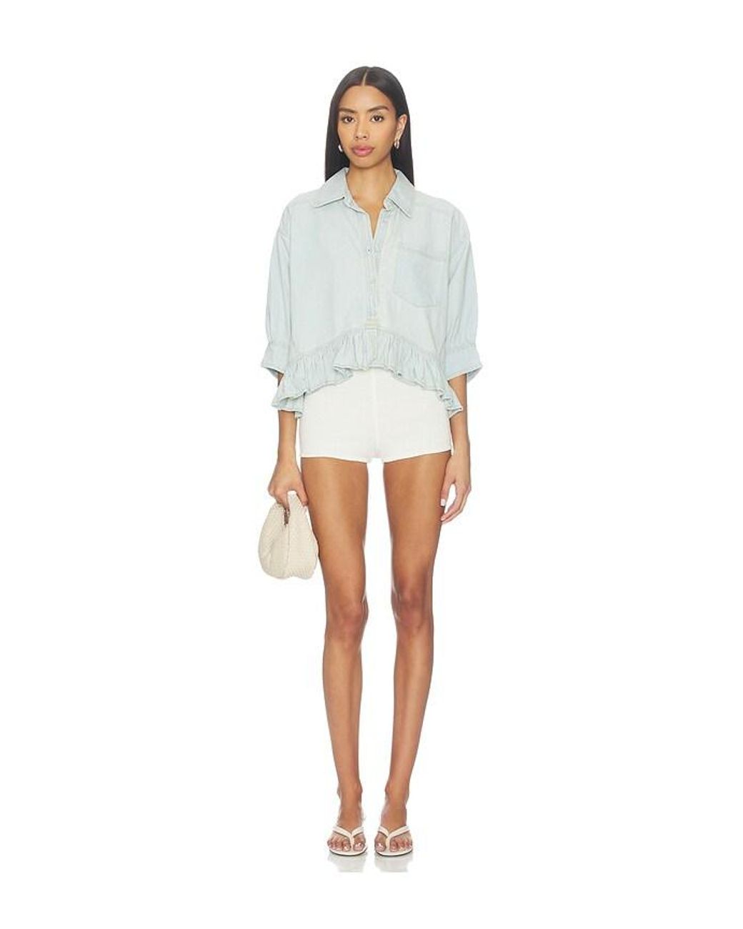 Free People White X We The Free Bailey Denim Shirt