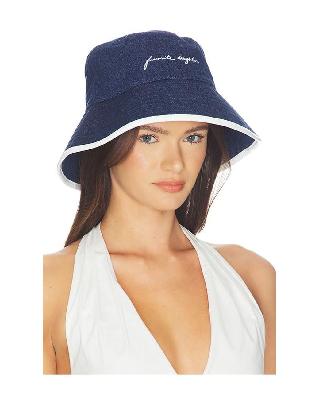 FAVORITE DAUGHTER Blue The Color Block Canvas Bucket Hat
