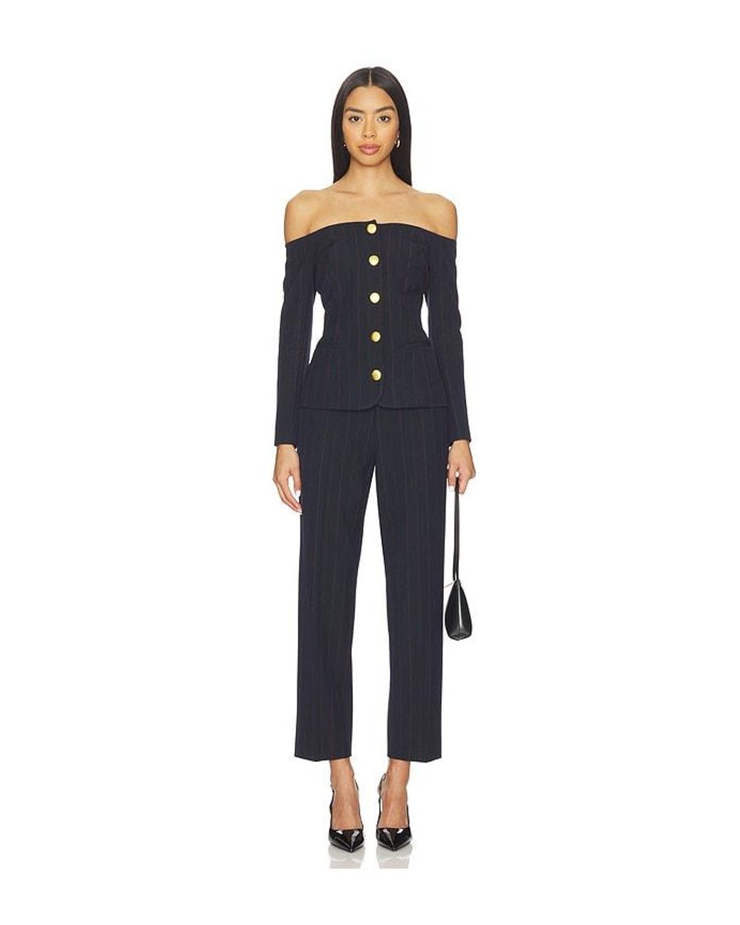 L'Agence Blue Alice Off Shoulder Blazer