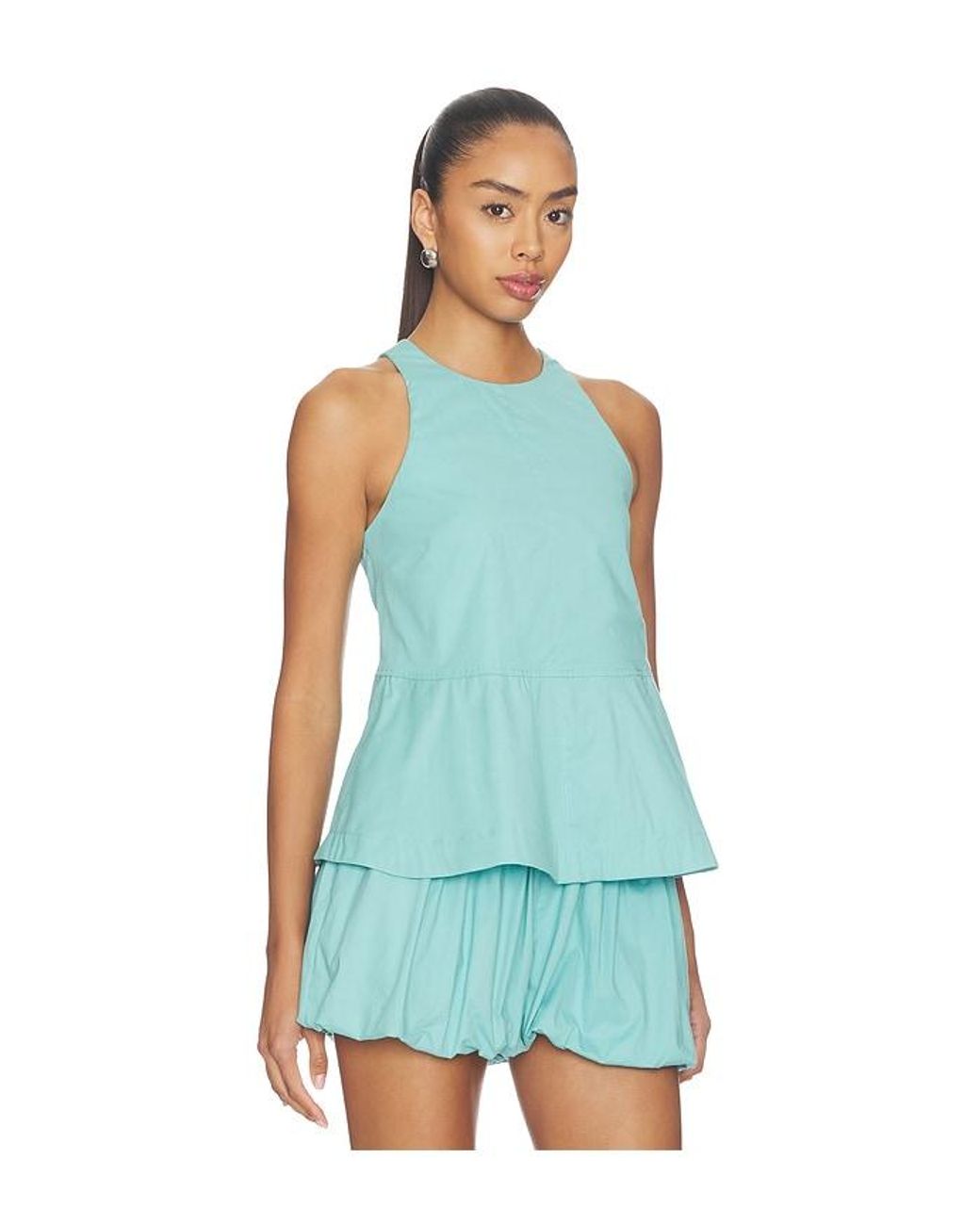 ALIGNE Blue Carlos Poplin Peplum Top