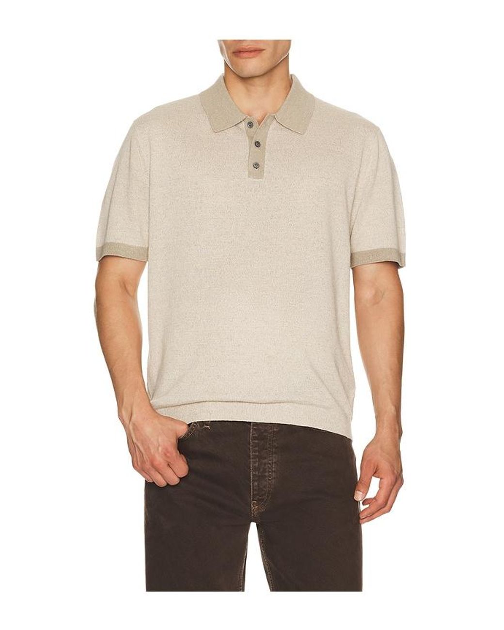 Theory Multicolor Silk Linen Short Sleeve Polo for men