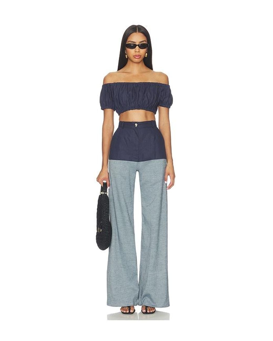 Matthew Bruch Blue Bubble Crop Top