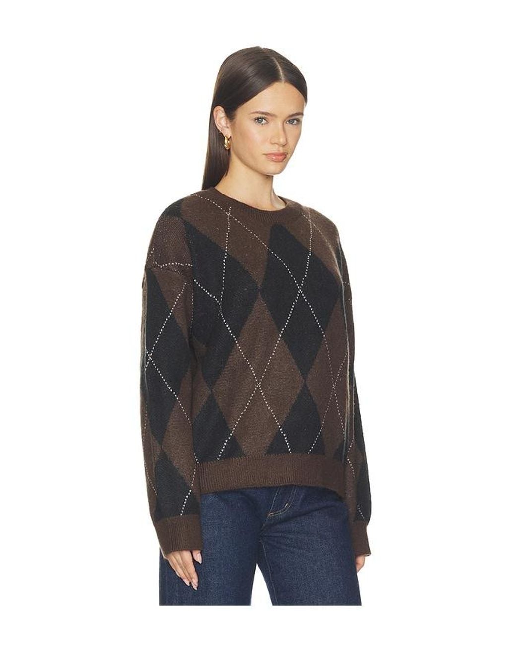 Sanctuary Black Argyle Crew Pullover