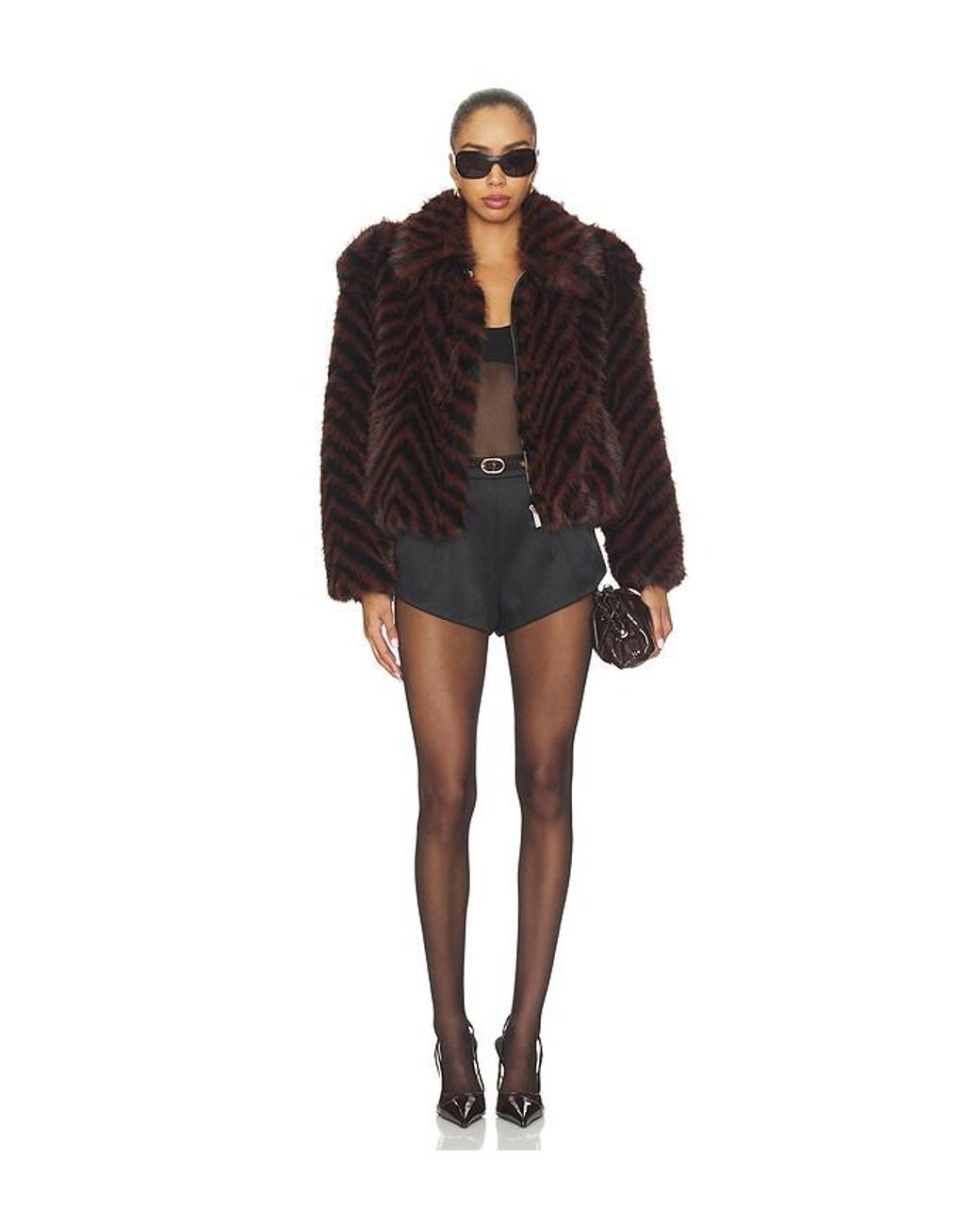 retroféte Black Segrid Faux Fur Bomber