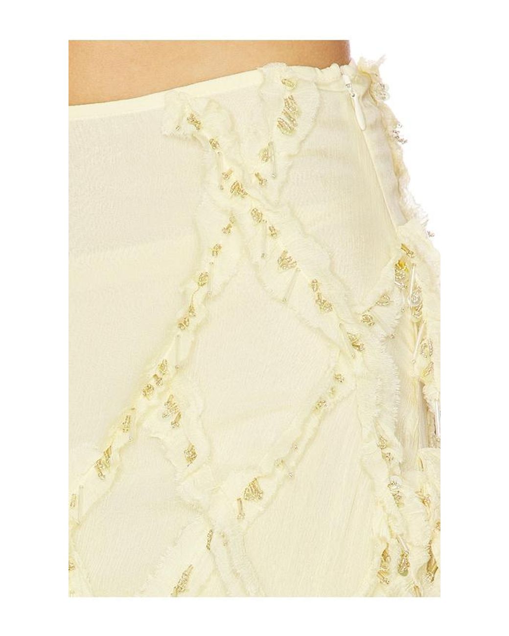 Blumarine Yellow Embroidered Creponne Skirt
