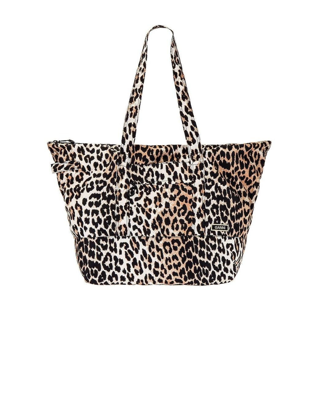 Ganni Packable Tote in Leopard (Black) - Lyst