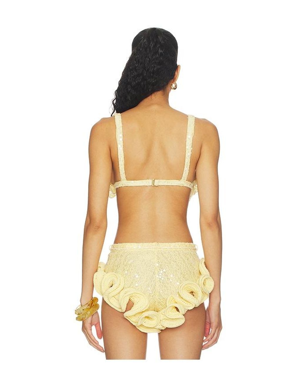 PATBO Yellow Iara Crochet Embroidered Bra Top