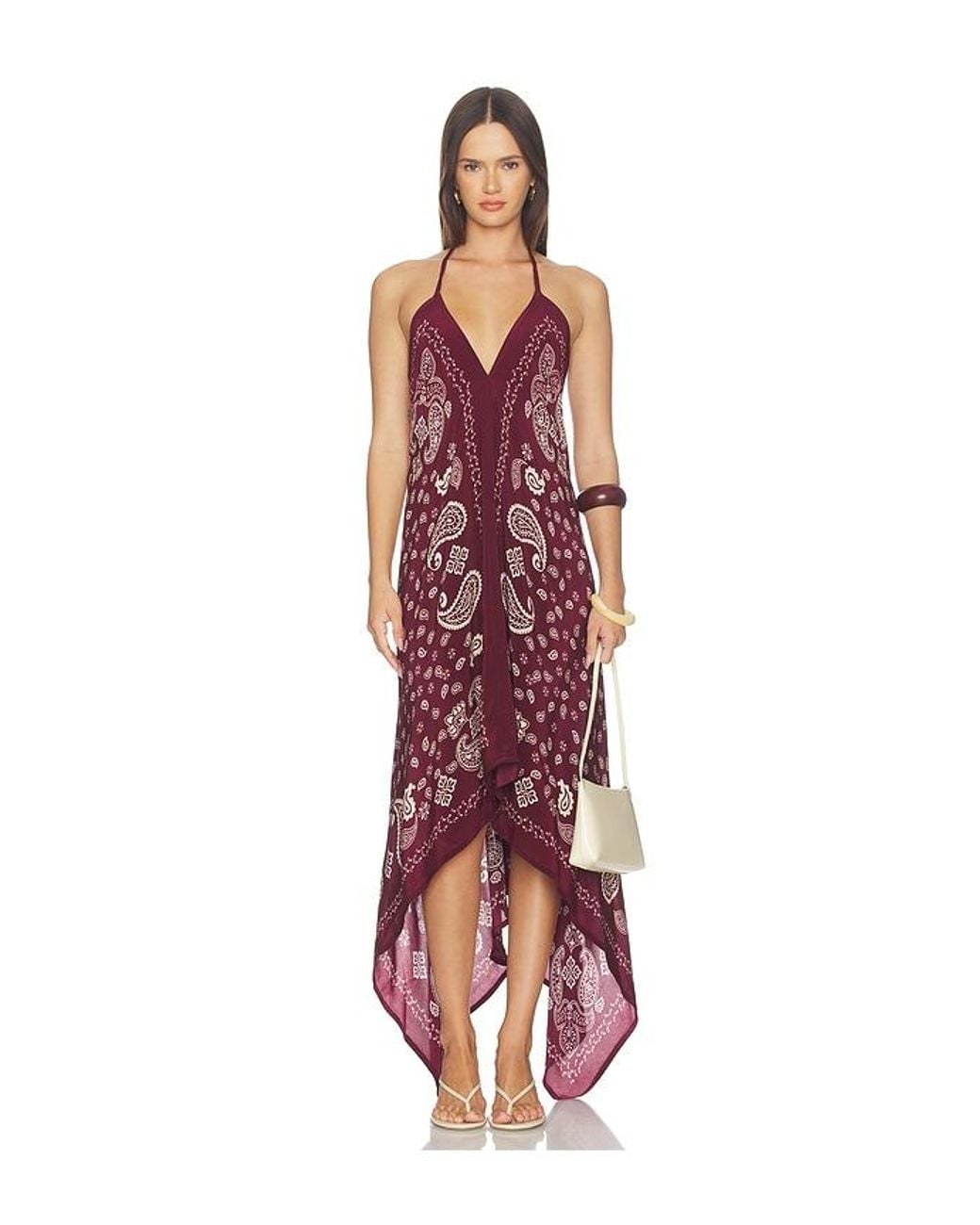 Rococo Sand Red High-Low Handkerchief Dress