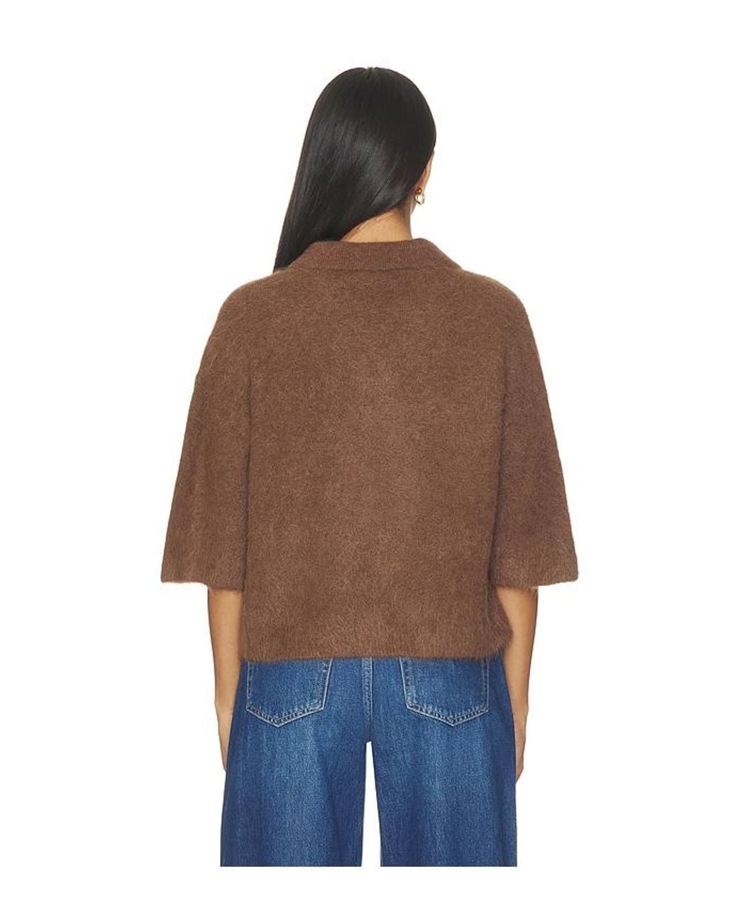 Pistola Blue Nadya Alpaca Blend Boxy Polo Sweater Top