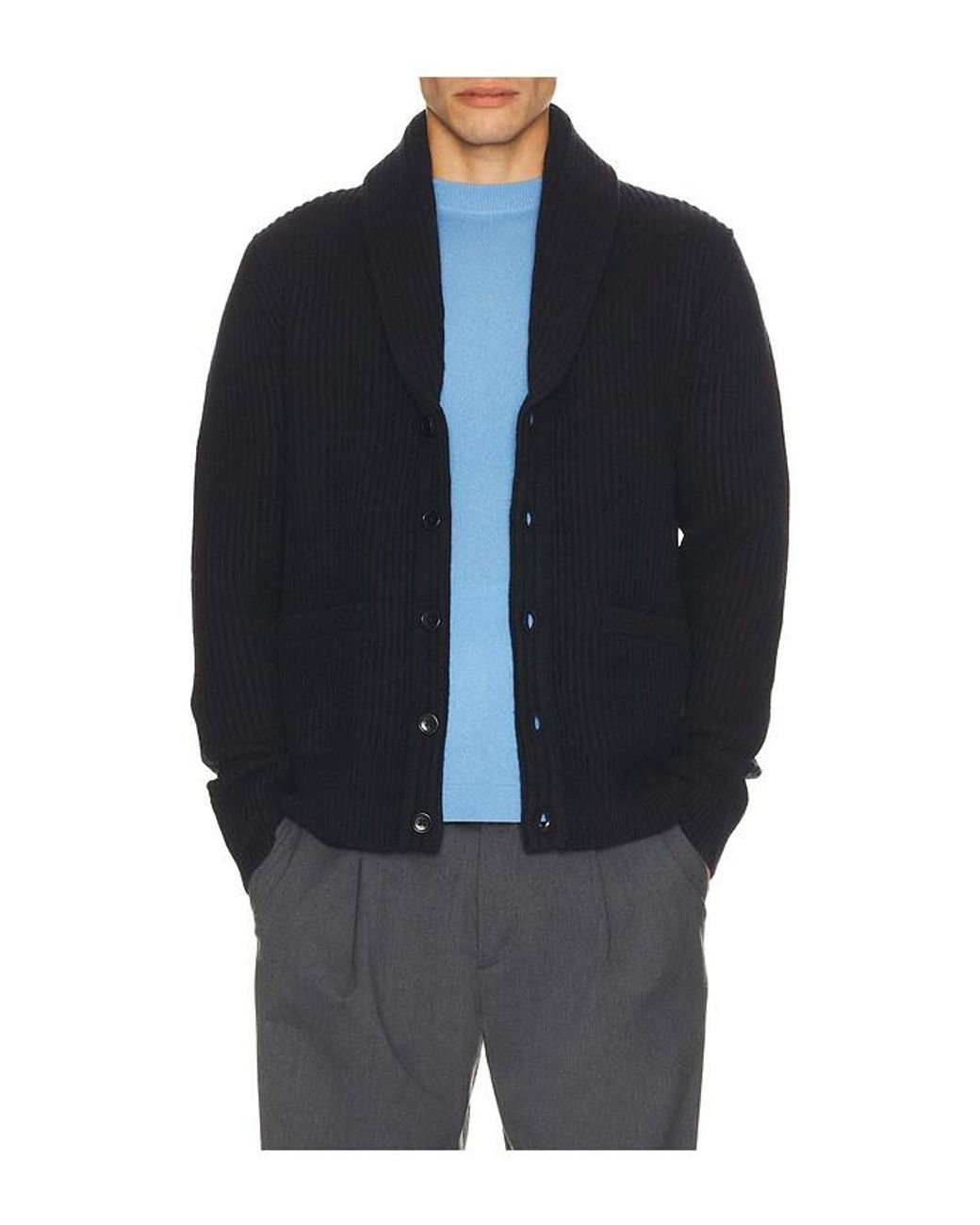 Reigning Champ Blue Merino Kenny Shawl Cardigan for men