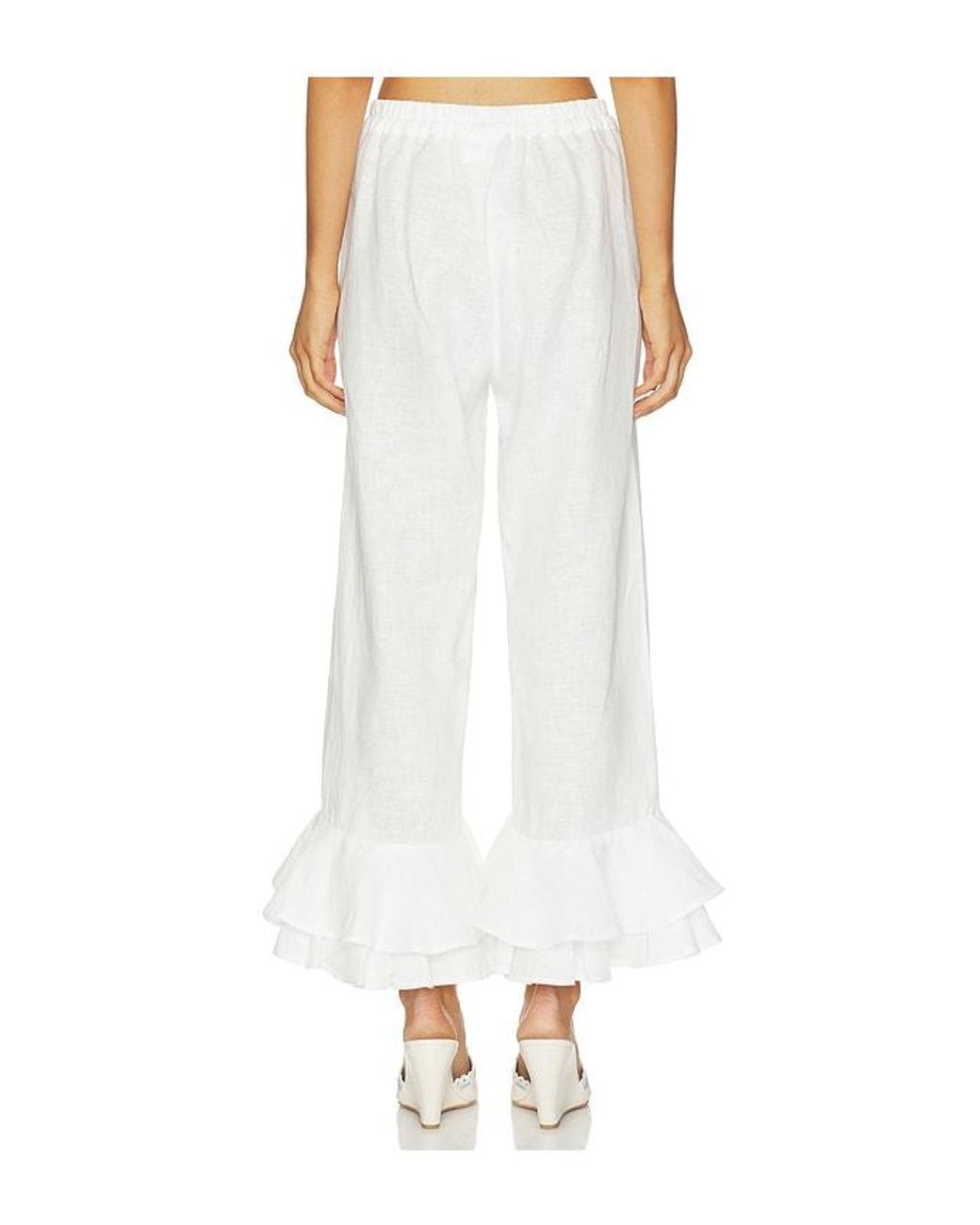 Sleeper White Cha-Cha Linen Lounge Pants With Headscarf