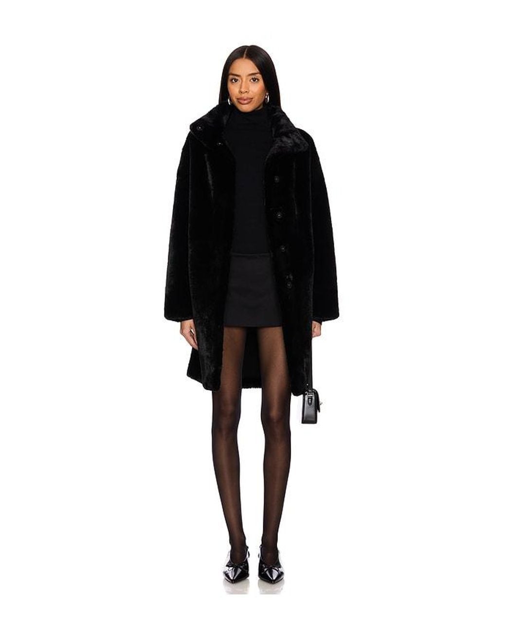 Apparis Black Blair Mid Length Coat