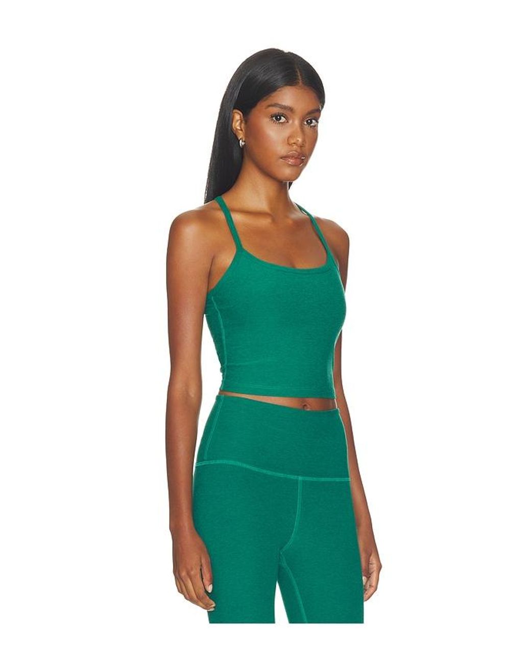 Beyond Yoga Green Spacedye Slim Racerback Cropped Tank Top