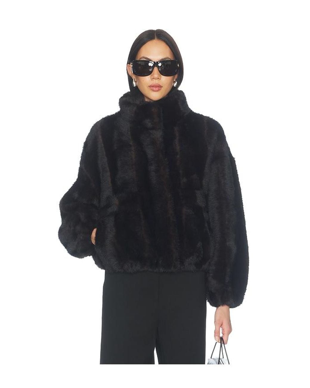 Apparis Blue Iris Shaved Faux Mink Bomber