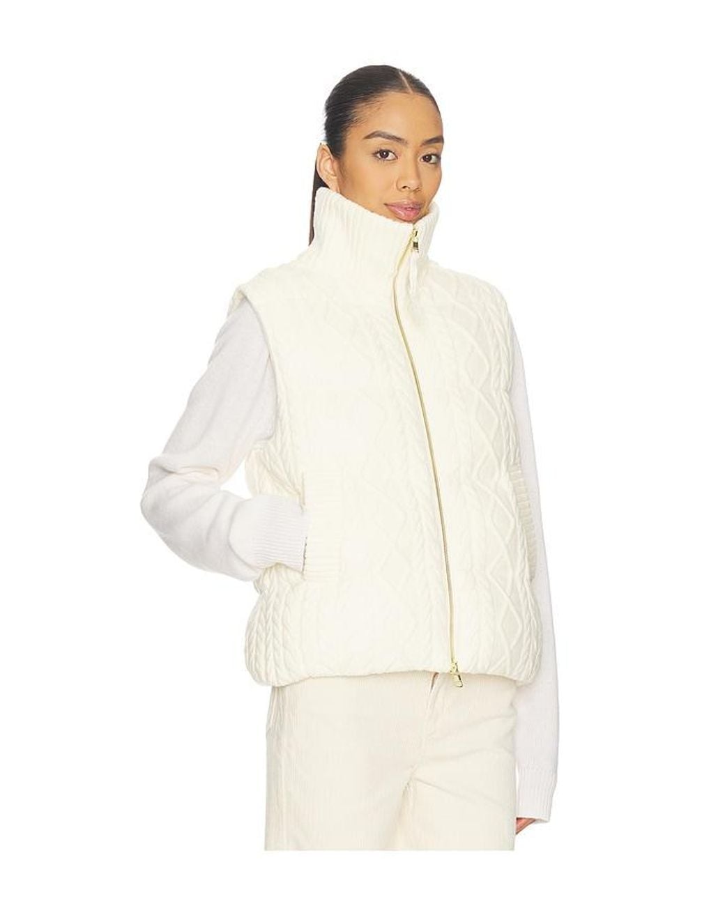 Varley White Irina Cable Knit Gilet