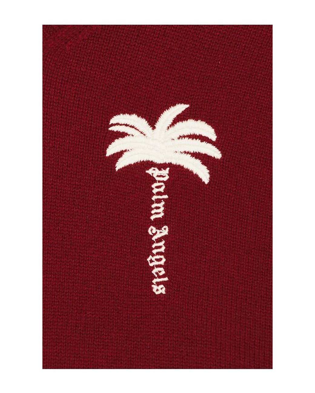 Palm Angels Red Palm Tree Knit Loose V Neck Polo for men