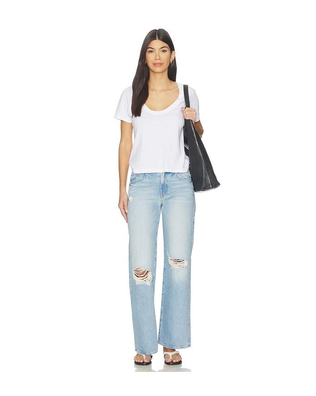 La Ligne White Scoop Short Sleeve Molly Tee