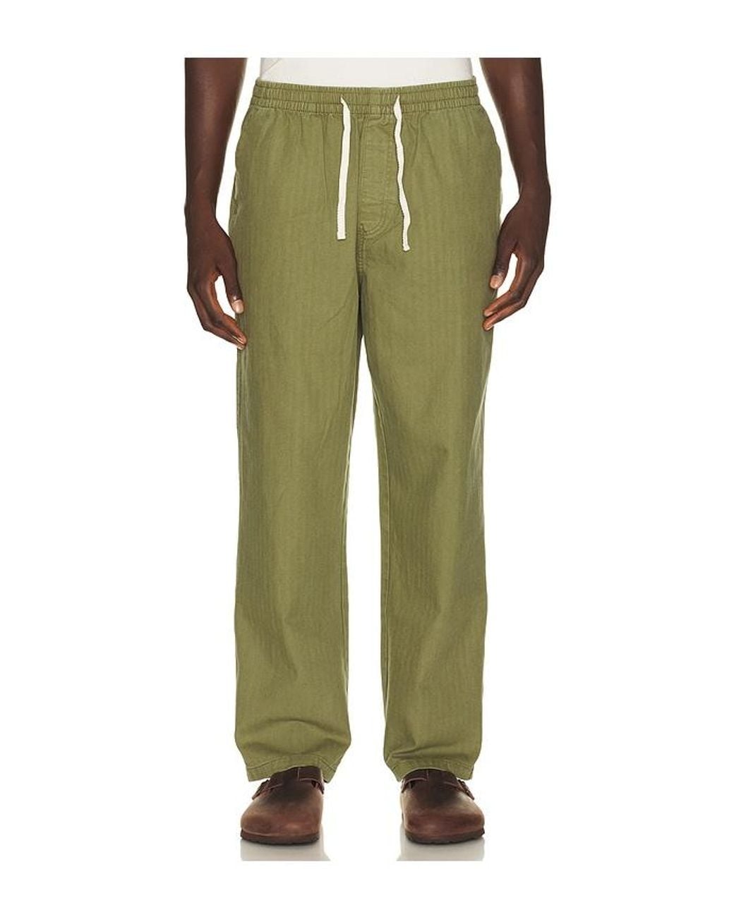 Rhythm Green Essential Herringbone Jam Pant for men