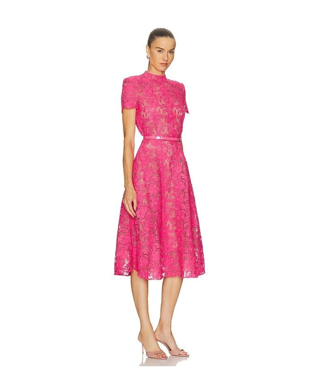 Nadine Merabi Pink Lace Midi Dress