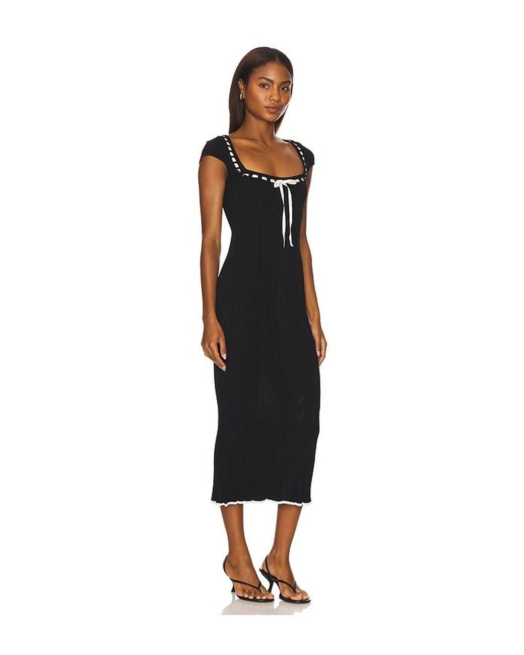 LPA Black Jonna Midi Dress