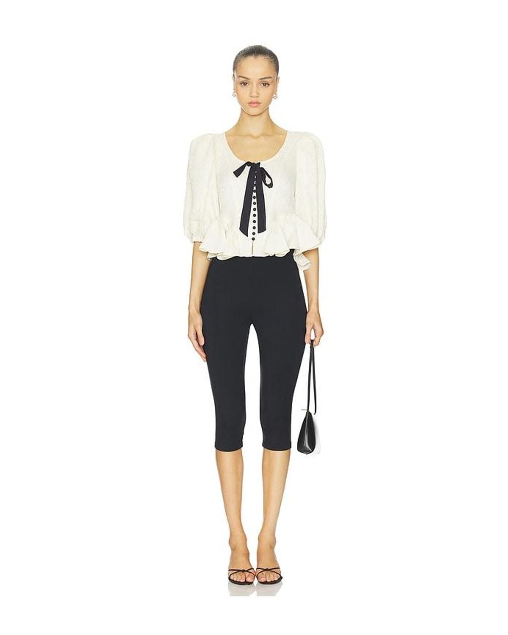 Free People White Pamela Bow Top