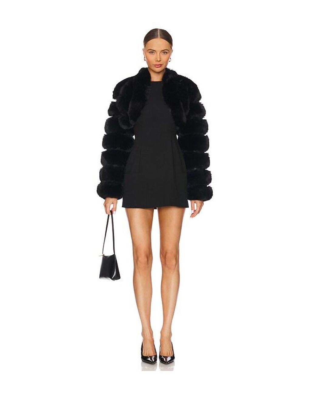 Adrienne Landau Black X Revolve Faux Fox Fur Short Jacket