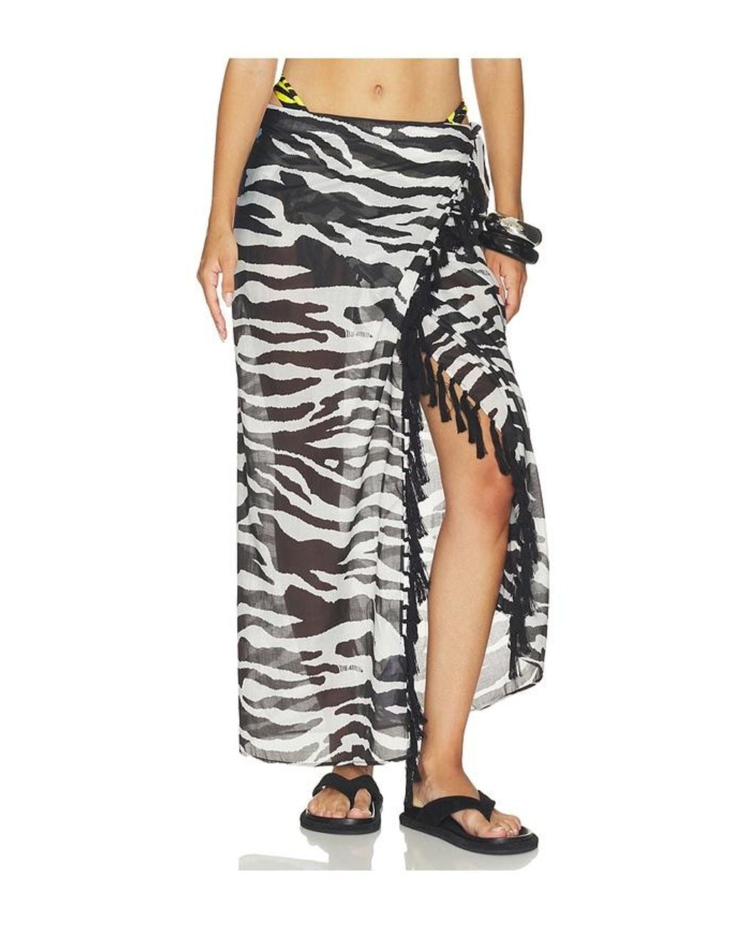 The Attico Black Zebra Pareo