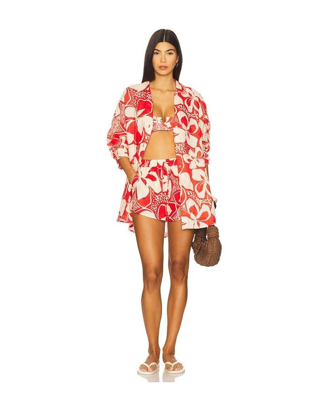 LSPACE Red Rio Tunic Shirt