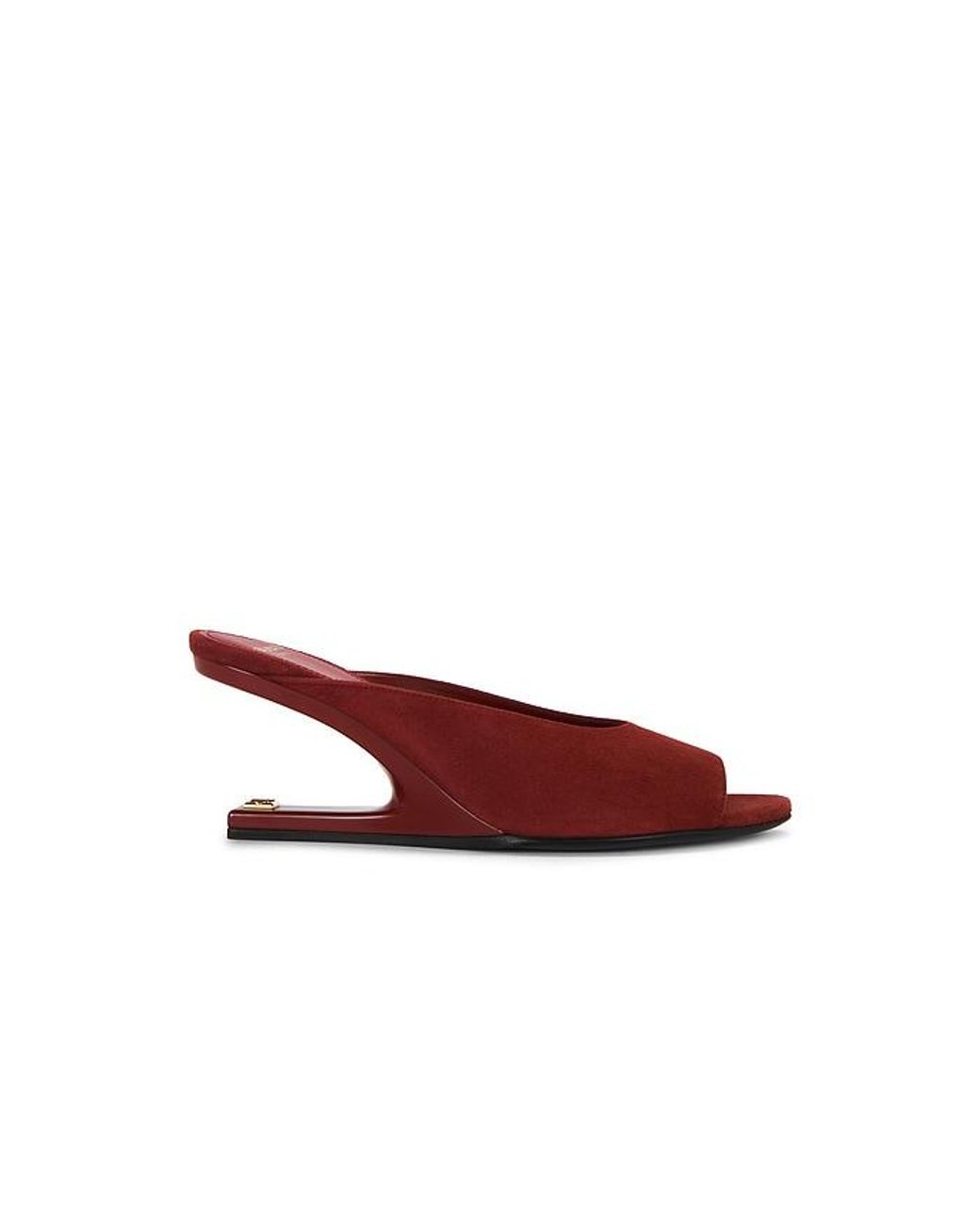 Balmain Red No Wedge Suede Mule