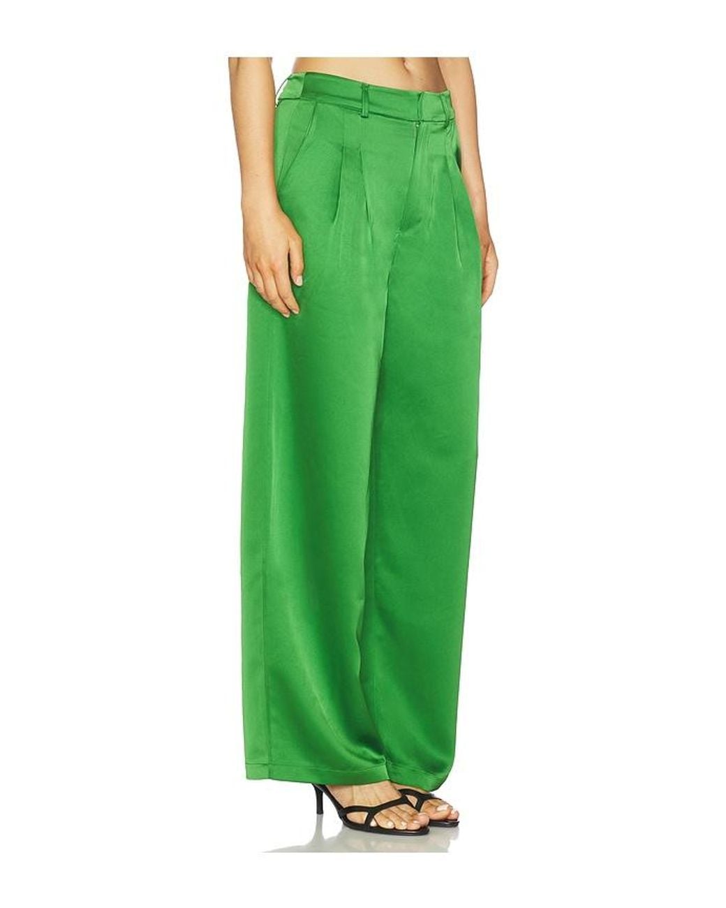 Susana Monaco Green Satin Pleated Pant