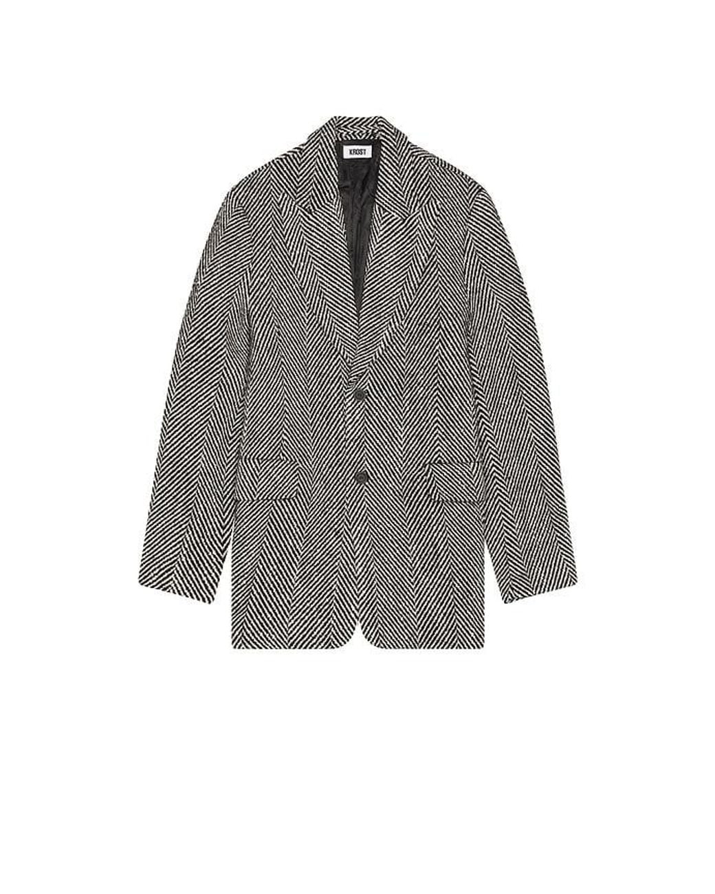 KROST Gray Eco Herringbone Longline Blazer for men