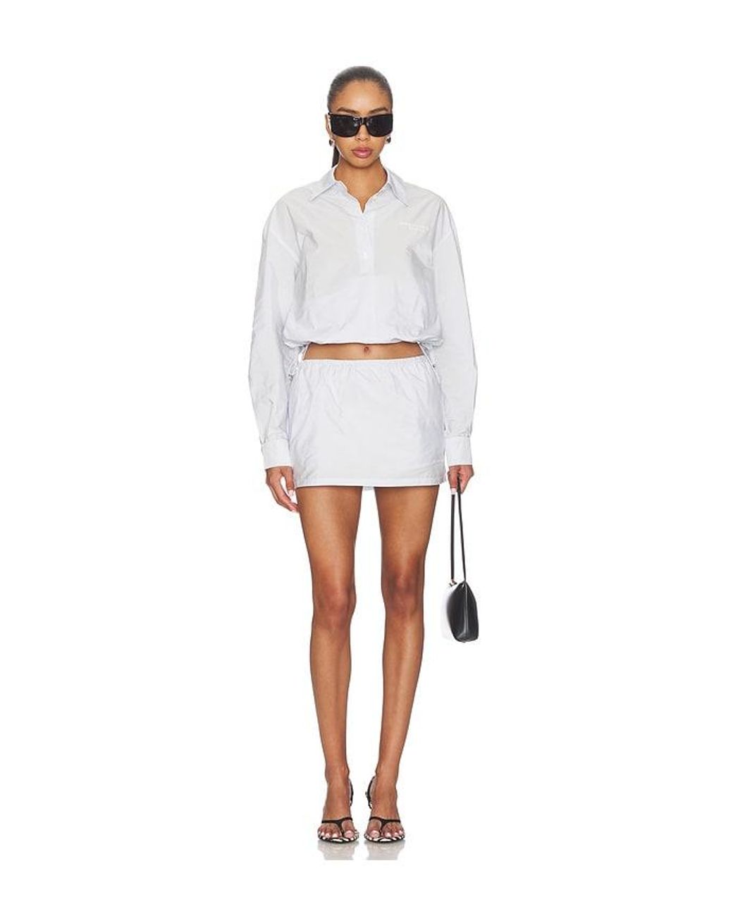 Alexander Wang White Cropped Shirt With Bungee Hem