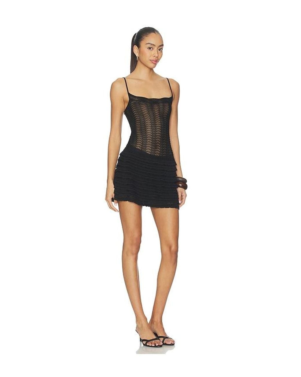 Lovers + Friends Black Oliviyah Wavy Knit Mini Dress