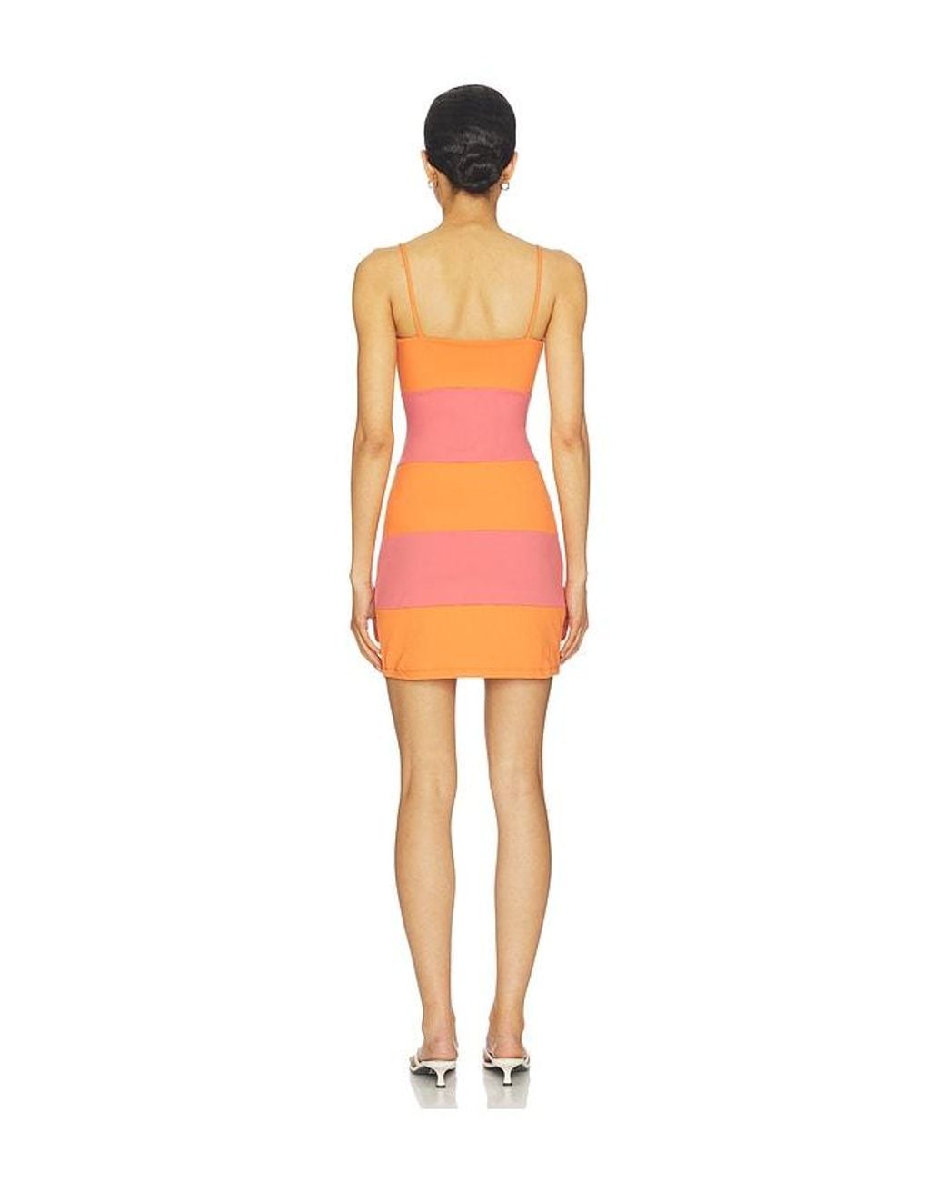 Susana Monaco Orange String Colorblock Mini Dress