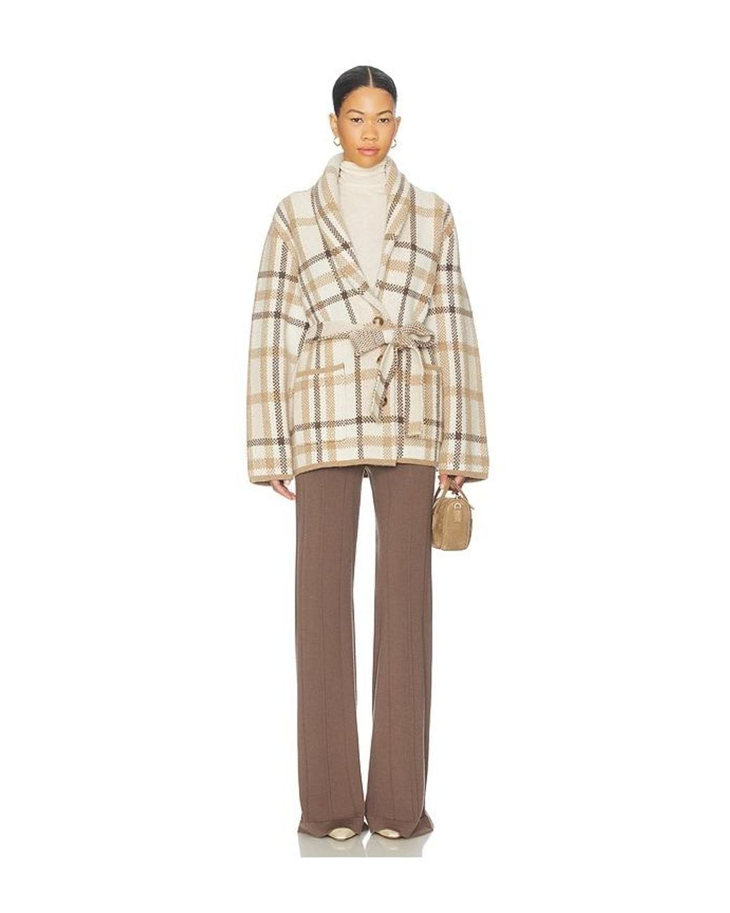 NAADAM Natural Super Luxe Plaid Jacquard Wrap Coat