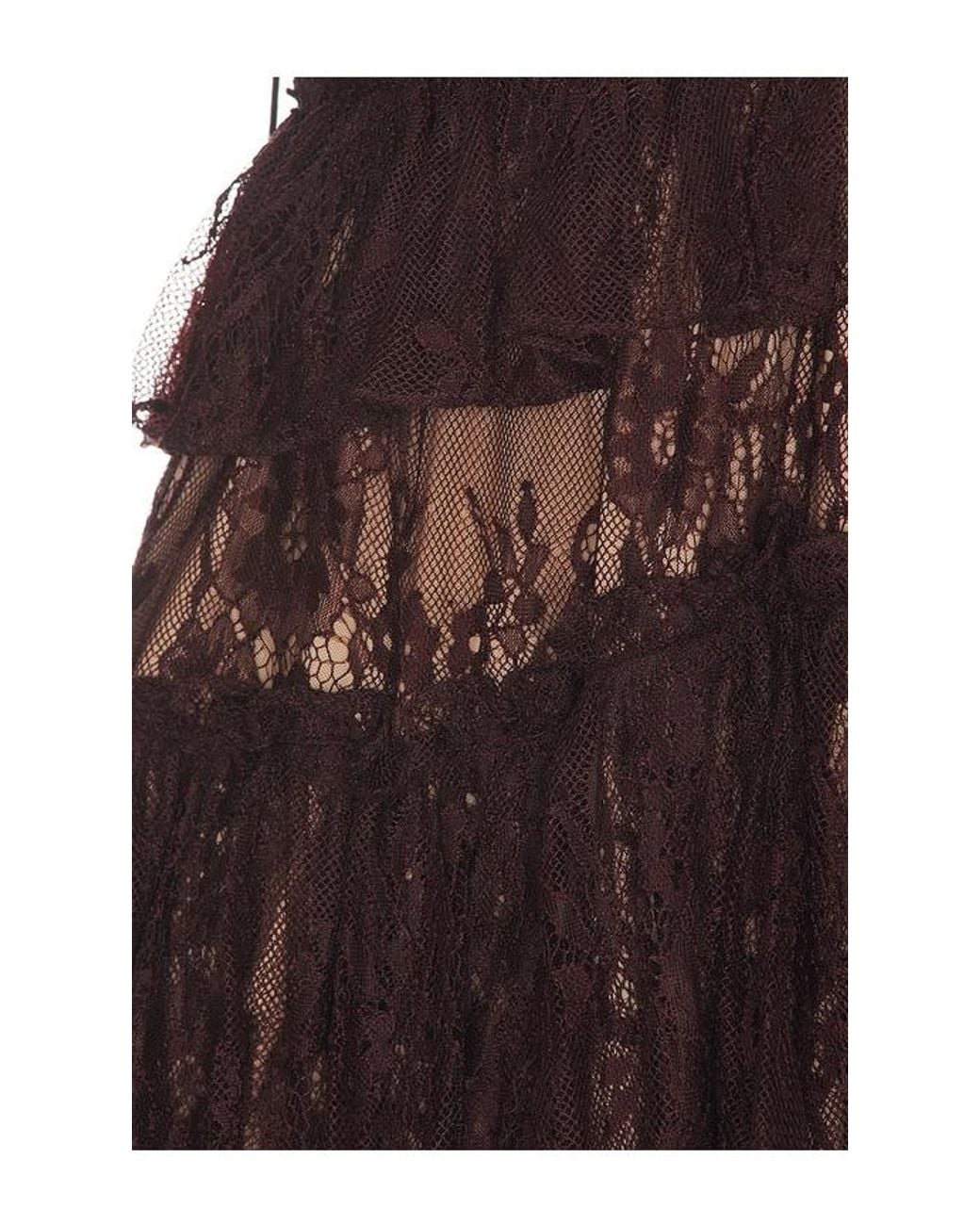 Rococo Sand Red Lace Frill Maxi Dress