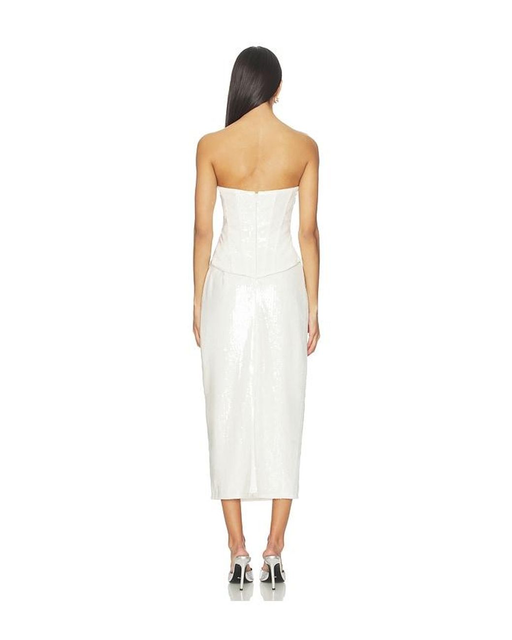 Lovers + Friends White Alexia Sequin Midi Dress