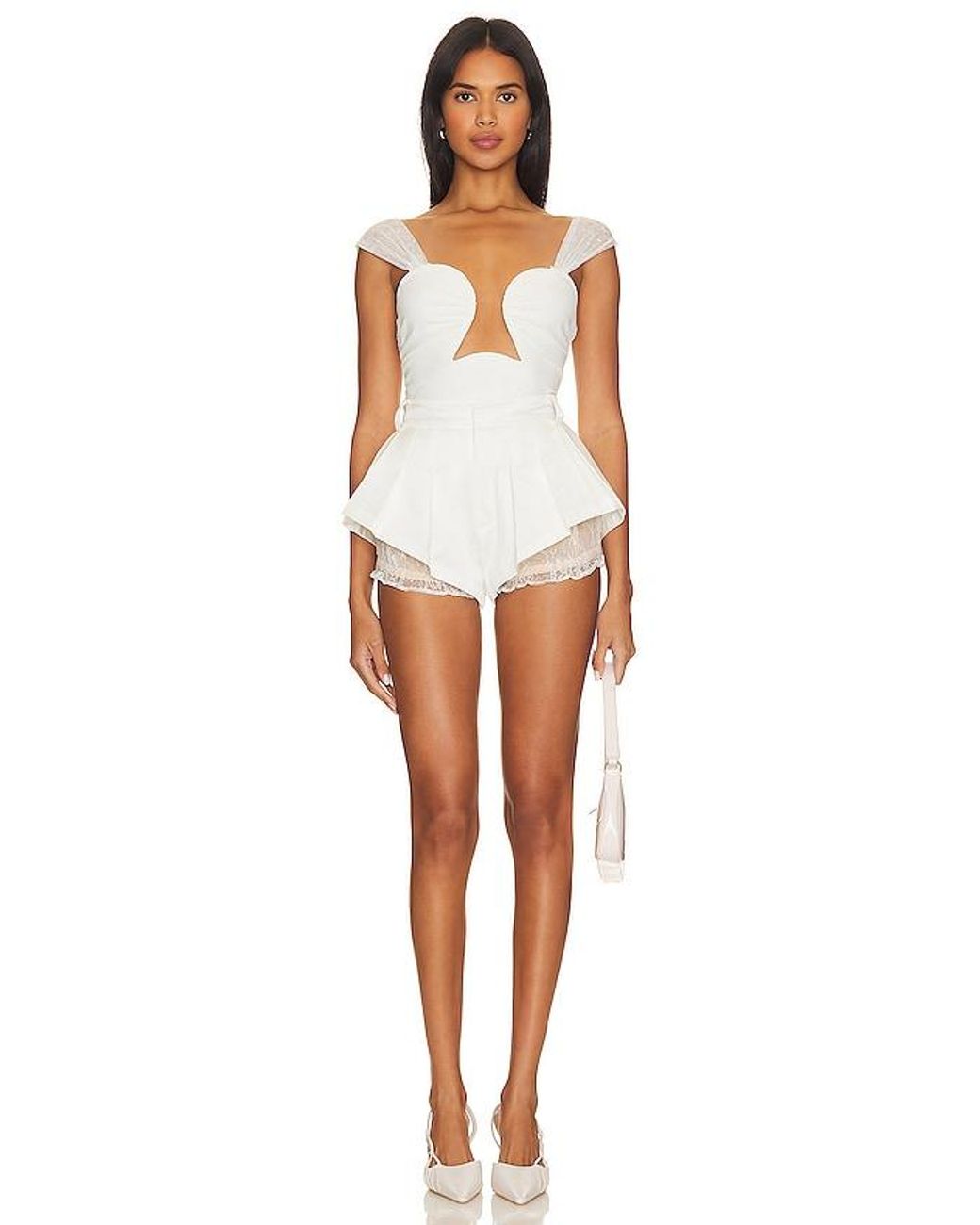 Free People White X Revolve Double Take Bodysuit