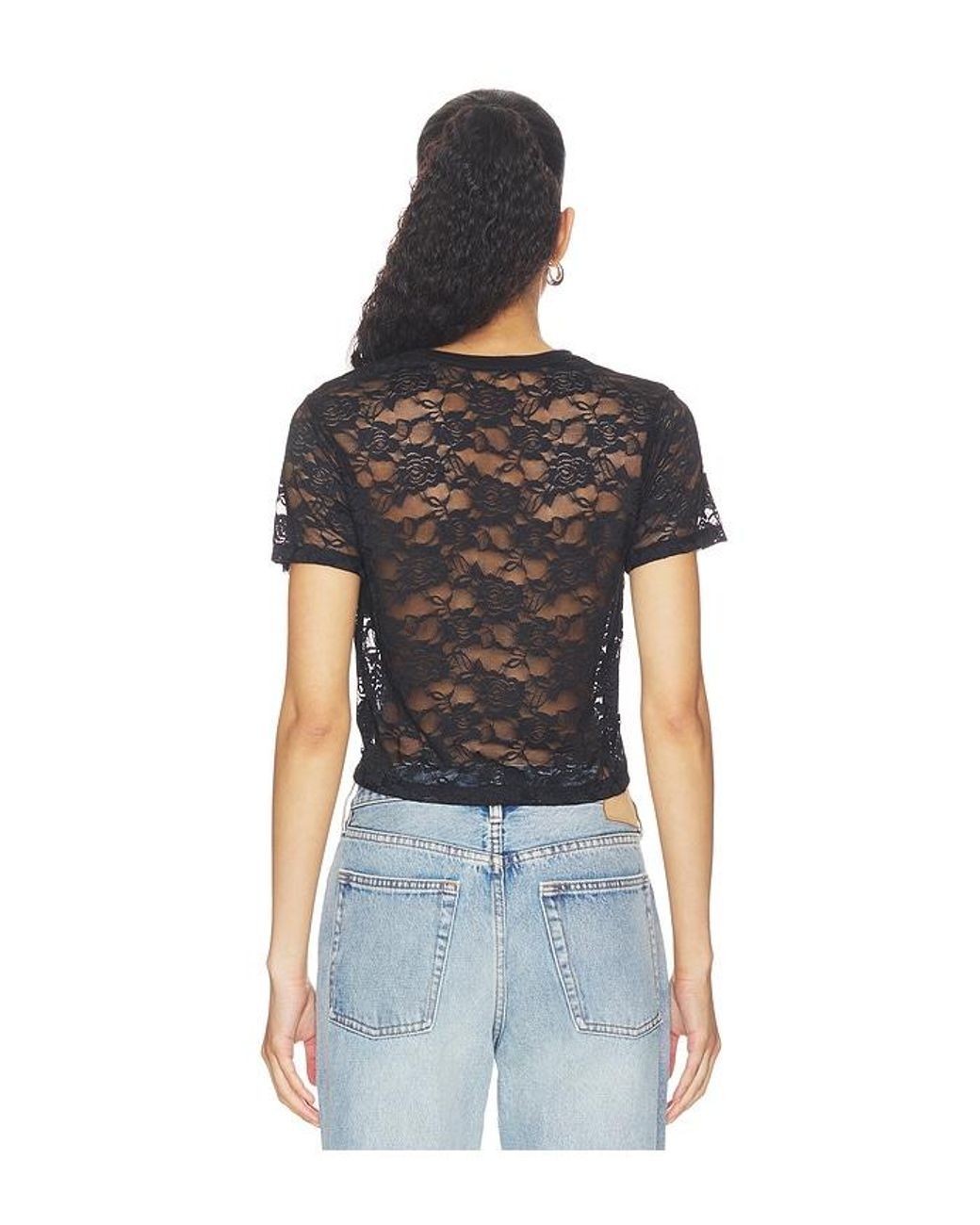 Michael Lauren Black Tyrique Shortsleeve Crop Baby Tee