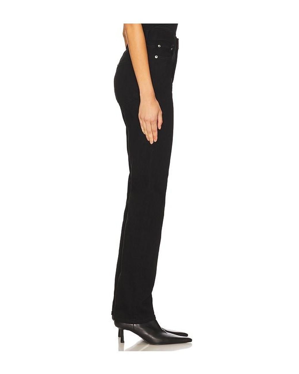 Agolde Black 90S Pinch Waist Long High Rise Straight Jeans