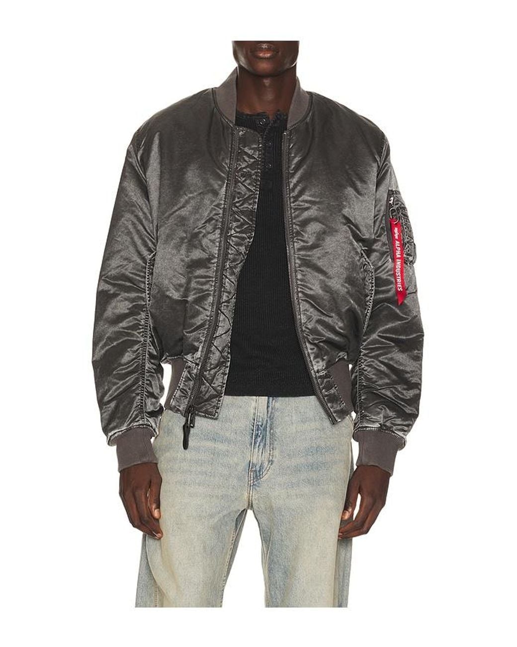 Alpha Industries Black Ma-1 Heritage Fit Battlewash Flight Jacket for men