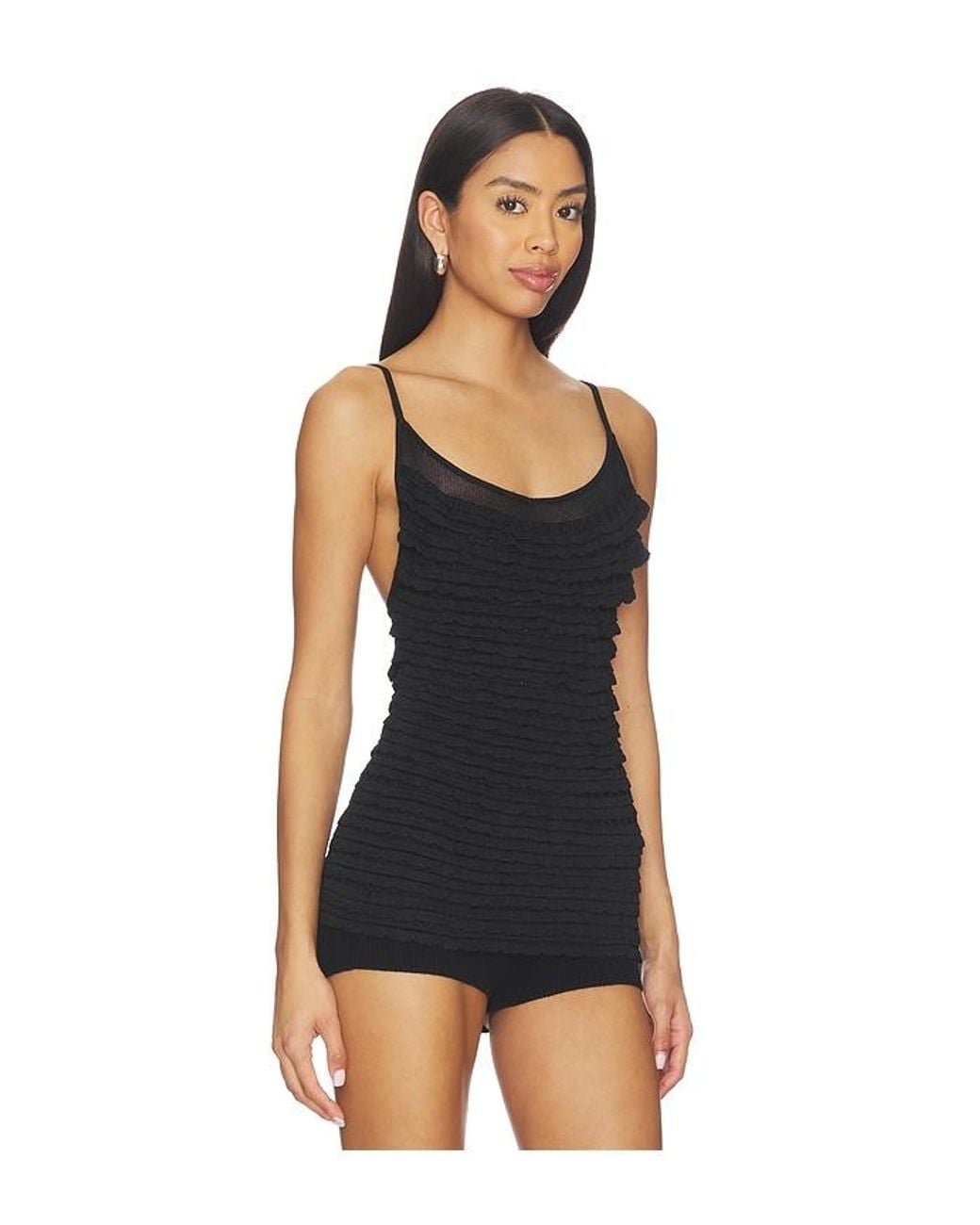 Lovers + Friends Black Oliviyah Wavy Knit Tank