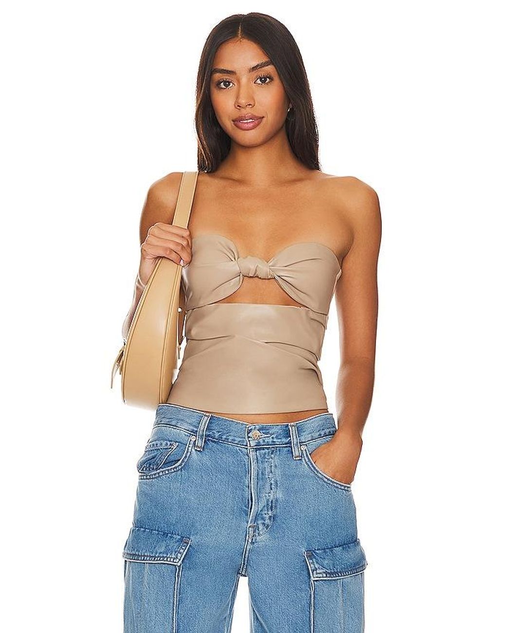Lovers + Friends Blue Daxton Faux Leather Top