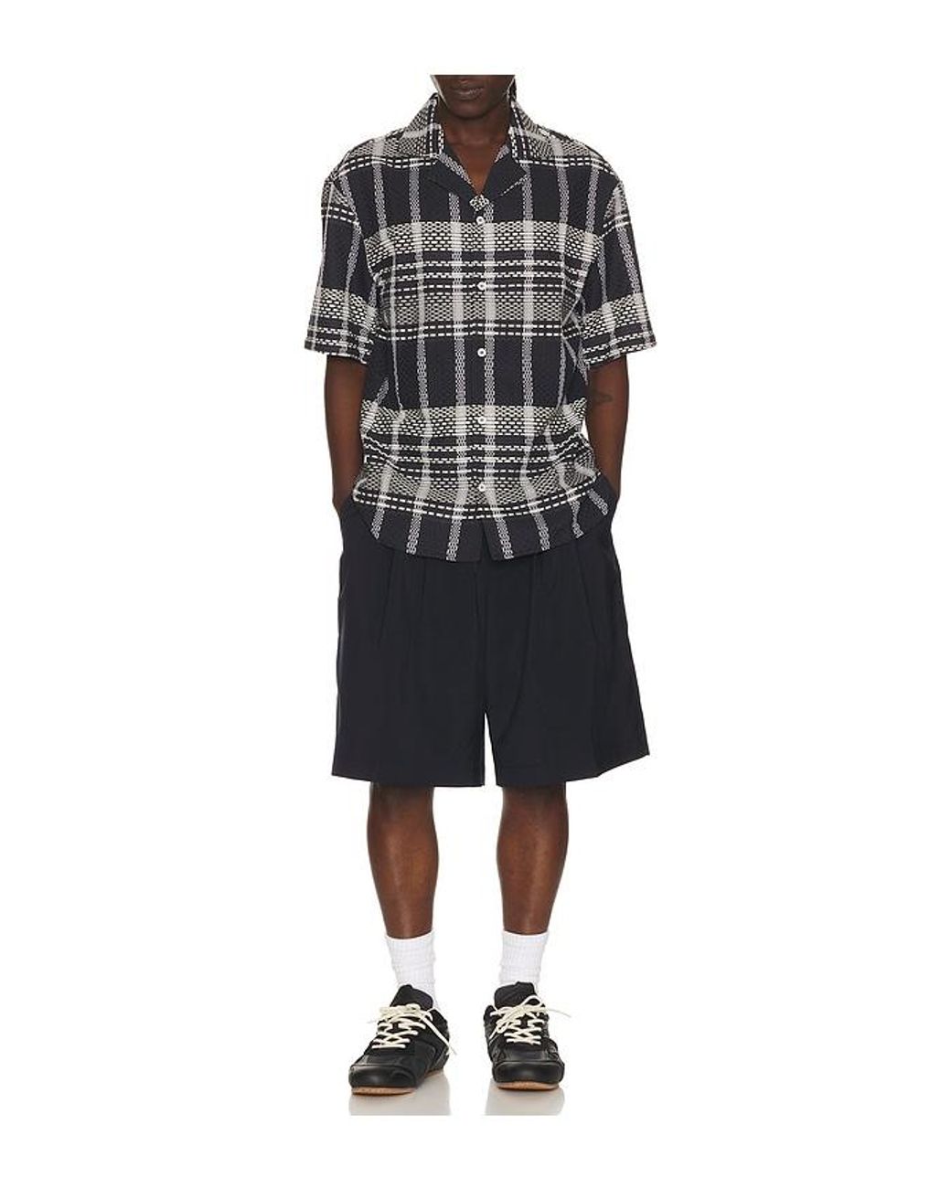 KROST Black Plaid Dash Bowling Shirt for men
